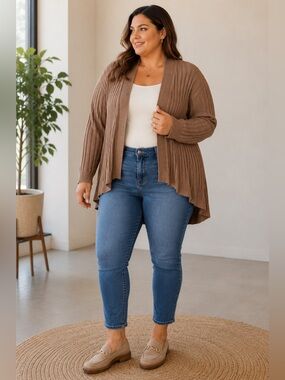 Ava & Viv Women's Tan Open Cardigan Size XXXL